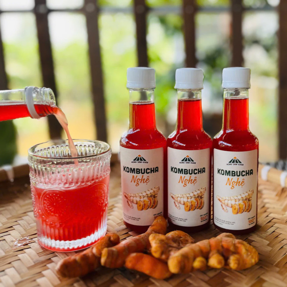 (Combo 3 chai) Trà Kombucha Nghệ chai 300ml