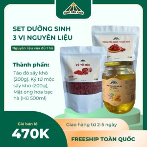 Set nguyên liệu 3 vị - Táo đỏ + Kỷ tử + Mật ong hoa bạc hà