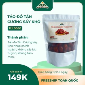 Túi 500g táo đỏ sấy khô nguyên trái